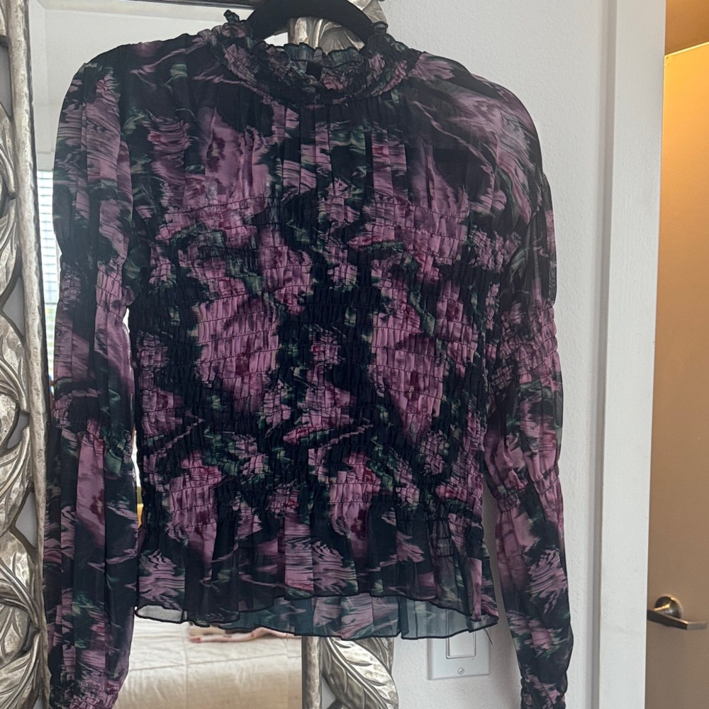 Steve Madden Black and Pink Patterned Blouse